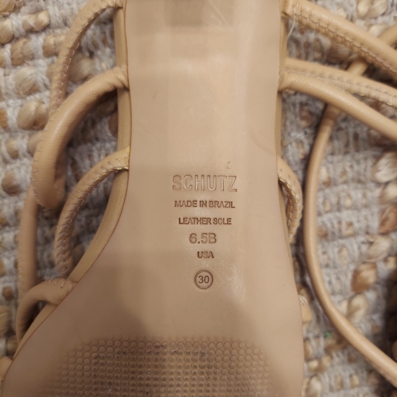 Schutz Nude Lace Up Kitten Heels - Picture 3 of 4